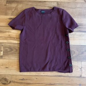 Ann Taylor Maroon Sweater Blouse w Button Size M